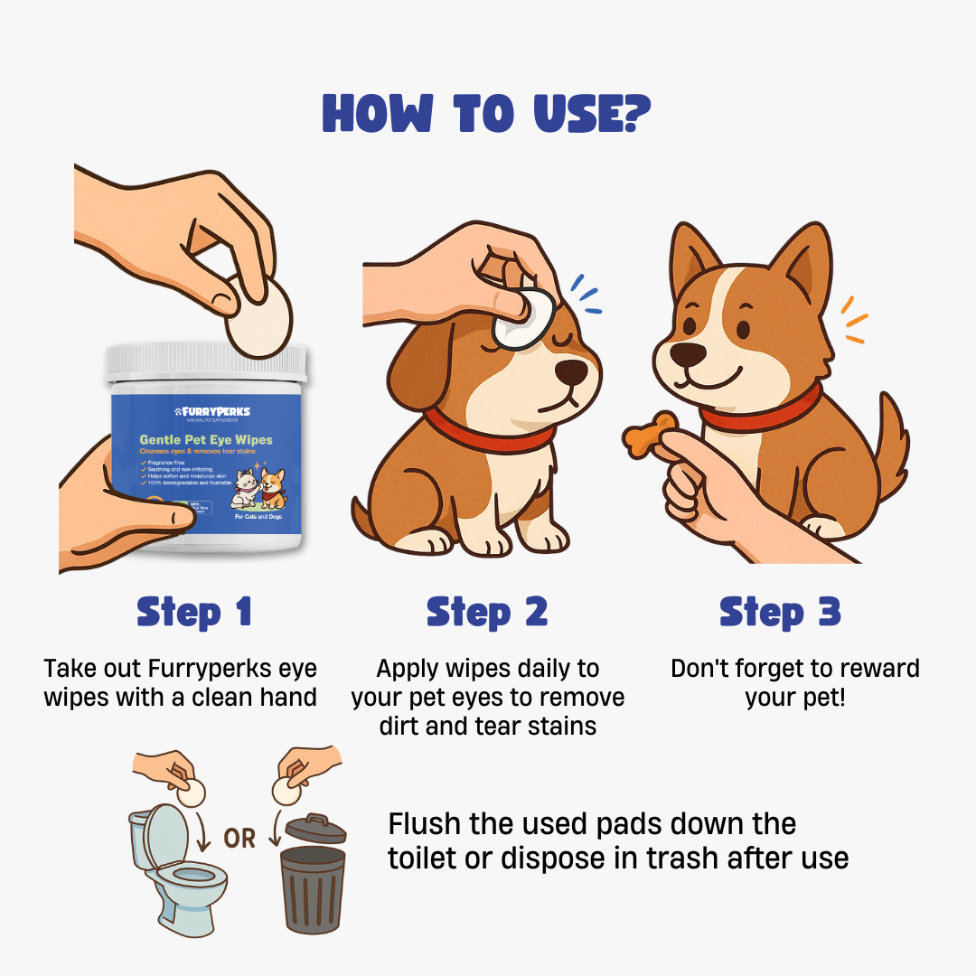 Gentle Pet Eye Tear Stain Remover Pads Dogs & Cats 120pcs